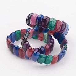 Colorful Natural Agate Stretch Bracelets, Dyed, Colorful, 61~63mm