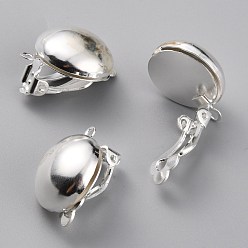 Посеребрённый Латунные серьги с клипсами, 925 серебро покрытием, 23.5x17.5x16 мм, отверстие : 1.8 мм