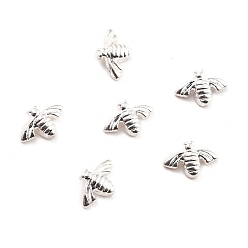 Серебро Сплав кабошонов, 3 d bee, ногтей декоративные аксессуары, серебряные, 3.5x5.5x1 мм