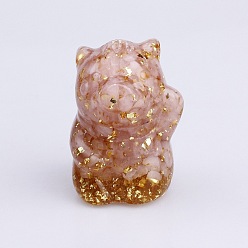 Розовый Кварц Украшения из смолы для счастливой свиньи, Натуральные чипсы из розового кварца внутри для украшения рабочего стола в автомобиле и домашнем офисе, 60x40x45 мм