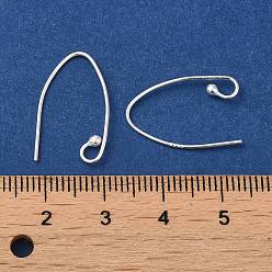 Silver 925 Sterling Silver Earring Hooks, Marquise Ear Wire, with S925 Stamp, Silver, 21 Gauge, 21x0.7mm, Hole: 3mm