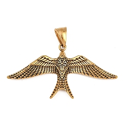 Античное Золото 304 из нержавеющей стали большие кулоны, амулеты птиц, ионное покрытие (ip), античное золото , 30x56.5x4.5 мм, отверстие : 8.5x5.5 мм