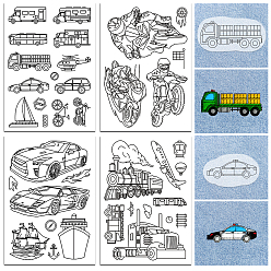 Vehicle 4 листы 11.6x8.2 рисунки для вышивания дюймовыми палочками и стежками, водорастворимые стабилизаторы для вышивания нетканых материалов, автомобиль, 297x210 ттт
