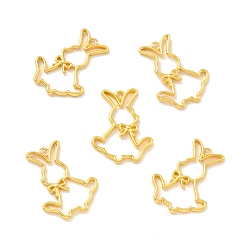 Золотой Подвесные подвески из сплава, для diy уф смолы, эпоксидная смола, Прессованные цветочные украшения, кролик с бантом, золотые, 32.5x24.5x2.5 мм, отверстие : 2 мм