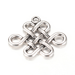 Antique Silver Tibetan Style Alloy Pendants, Chinese Knot, Cadmium Free & Lead Free, Antique Silver, 19x24x2~2.5mm, Hole: 2mm, about 735pcs/1000g