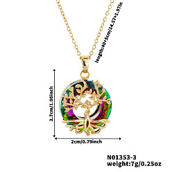 Разноцветный Элегантные полые ожерелья из латуни и стекла с подвесками в виде деревьев, золотые, красочный, 15.75 дюйм (40 см)