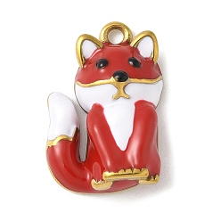 Красный 304 нержавеющей стальной эмали подвески, золотые, очарование лисы, красные, 22x14.5x6.5 мм, отверстие : 1.8 мм