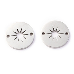 Нержавеющая Сталь Цвет Соединительные элементы из нержавеющей стали, устойчивые к потускнению, плоские круглые со звездой, цвет нержавеющей стали, 10x1.2 мм, отверстие : 1 мм