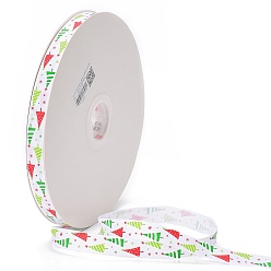 White Christmas Printed Grosgrain Ribbon for Christmas Gift Package, White, 5/8 inch(16mm), about 100yards/roll(91.44m/roll)
