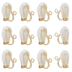 Настоящее золото 24K 20 латунные серьги-клипсы, с петлями и подушечками для сережек (шт.), реальный 20 k позолоченный, 24 мм, отверстие : 12x15.5x9 мм