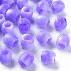 Сланцево-синий Европейский бусы акриловые, имитация драгоценных камней, бусины с большим отверстием, баррель, синевато-серый, 11.5x11 мм, отверстие : 6 мм, Около 770 шт / 500 г