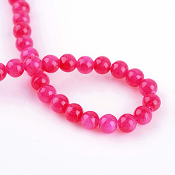 Cerise Natural Dyed Yellow Jade Gemstone Bead Strands, Round, Cerise, 8mm, Hole: 1mm, about 50pcs/strand, 15.7 inch