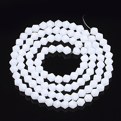 Creamy White Opaque Solid Color Glass Beads Strands, Imitation Jade, Faceted, Bicone, Creamy White, 4.5x4mm, Hole: 1mm, about 92~96pcs/strand, 13.78~14.37 inch