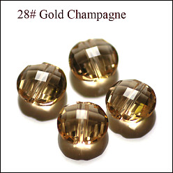 Золотистый Имитация Австрийские кристаллические шарики, класс AAA, граненые, плоско-круглые, золотые, 12x6.5 мм, отверстие : 0.9~1 мм