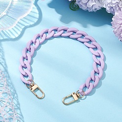 Лиловый Непрозрачные акриловые ручки-цепочки для сумок, окрашенные распылением, с поворотными застежками сплава, золотой свет, сирень, 310 мм