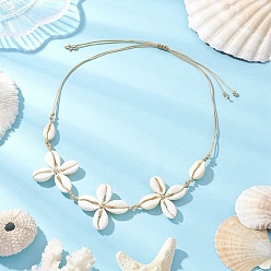 Белый Дым Ожерелья из латунных натуральных ракушек каури, реальный 18 k позолоченный, серый, 24.80 дюйм (63 см)