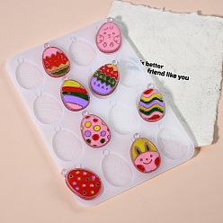 Белый DIY силиконовые формы кулон, формы для литья смолы, для уф-смолы, изготовление ювелирных изделий из эпоксидной смолы, подвески пасхальные яйца, белые, 144x100x4.5 мм, отверстие : 3.3 мм, внутренний диаметр: 33x21 мм