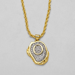 Letter O Латунные хрустальные стразы с овальным кулоном в виде буквы, платиной и золотом, Письмо O, 15.75 дюйм (40 см)