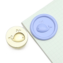 Whale Круглые латунные головки штампа, золотые, кит, 25 мм