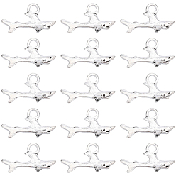 Античное Серебро Тибетский стиль сплава цинка подвески, форма акулы, без свинца и без кадмия, античное серебро, 13x24.8x5 мм, отверстие : 2.5 мм, 80 шт / коробка