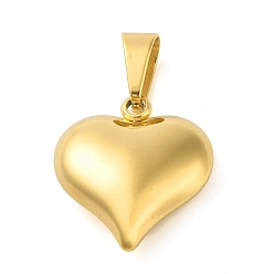 Golden Vacuum Plating 304 Stainless Steel Pendants, Heart Charm, Golden, 22x20x7.5mm, Hole: 9x5.2mm