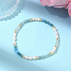 Смешанные камни Браслеты для женщин из натурального апатита, кварца и культивированного пресноводного жемчуга., круглые, С немагнитным синтетическим гематитом, бусины : 4 мм, внутренний диаметр: 2.17 дюйм (5.5 см)