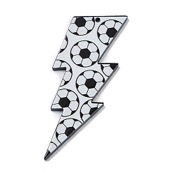 Белый Подвески из непрозрачного акрила с двусторонней печатью, удар молнии, белые, 52.5x29x2.5 мм, отверстие : 1.6 мм