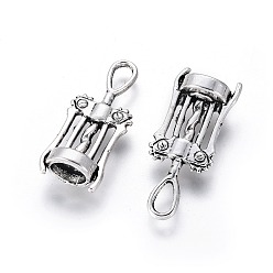 Античное Серебро Тибетский стиль штопор сплава подвески, без кадмия, без никеля и без свинца, античное серебро, 27x11x7 мм, отверстие : 5x3 мм, Около 621 шт / 1000 г