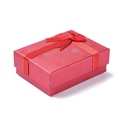 (123L) Белый крем непрозрачный блеск Бумажный органайзер для ювелирных изделий, с черной губкой и бантом, Для кольца, серьги и ожерелье, прямоугольные, огнеупорный кирпич, 9.1x6.9x3.6 см