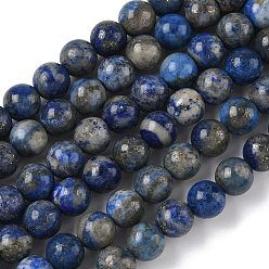 Ляпис-Лазурь Нитки бусины из натурального ляписа-лазури, круглые, 8 мм, отверстие : 1 мм, около 45~47 шт / нитка, 15 дюйм (38 см)