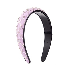 Pearl Pink Cloth Sequin Decor Headband, Fish Net Style Simple Lady Hair Accessories, Pearl Pink, 150x120x30mm