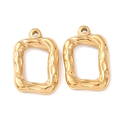 Настоящее золото 18K 304 подвески из нержавеющей стали, ионное покрытие (ip), прямоугольник амулеты, реальный 18 k позолоченный, 20x13.5x3 мм, отверстие : 1.8 мм