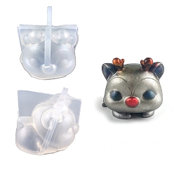 White DIY Christmas Deer Food Grade Silicone Candle Molds, for Scented Candle Making, White, 70x55x50mm