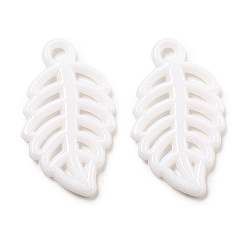 Белый Непрозрачные акриловые подвески, лист прелести, белые, 32x18x2.5 мм, отверстие : 2.5 мм, о 632 шт / 500 г.
