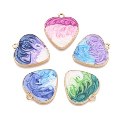 (52) Непрозрачная лаванда Стойки обшивки сплава эмали подвески, без кадмия, без никеля и без свинца, золотой свет, шарма сердца, разноцветные, 25.5x23x2 мм, отверстие : 2 мм