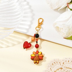 Золотой День благодарения подвеска-индейка из стекла и силикона, сделанная вручную, с сплава шарнирного когтя омара застежками, золотые, 105 мм