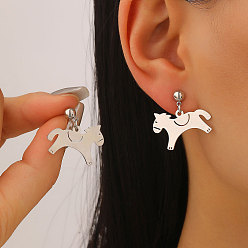 Платина Латунные качают серьги, лошадь, платина, 26x27 мм