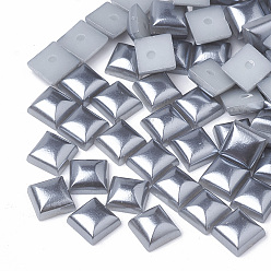 Gray ABS Plastic Imitation Pearl Cabochons, Square, Gray, 6x6x3.5mm, about 5000pcs/bag