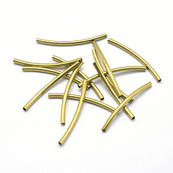 Brut (Non-plaqué) Laiton perles tubulaires, courbé, sans plomb et sans cadmium et sans nickel, Tube, brut (non plaqué), 30x2mm, Trou: 1mm