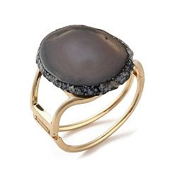 Коричневый Обшивка стойки латунь с натуральным агатом, окрашенные, браслеты для женщин, кофе, внутренний диаметр: 60x51 мм