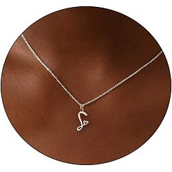 Letter S Модные латунные ожерелья с подвеской в виде сердца для женщин, платина, Письмо с, 16.54 дюйм (42 см)