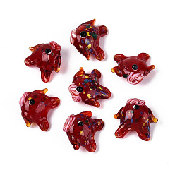 (123L) Белый крем непрозрачный блеск Бусы лэмпворк ручной работы, рыба, огнеупорный кирпич, 17.5~21.5x16.5~19.5x10.5~13 мм, отверстие : 1.2~2 мм, около 20 шт / нитка, 11.81~12.01 дюйм (30~30.5 см)