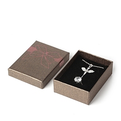 Светло-коричневый Подарочные коробки для хранения бумажных ювелирных изделий с бантом и принтом, прямоугольные, загар, 9x7x3 см