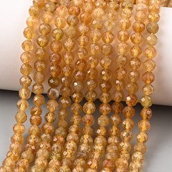 Турмалин Натуральный желтый турмалин, граненые, круглые, 5 мм, отверстие : 0.9 мм, около 76~79 шт / нитка, 15''~15.55'' (38.1~39.5 см)