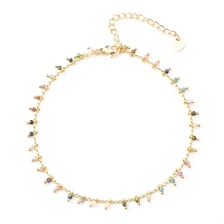 Золотой Браслеты с подвесками из натурального разноцветного турмалина, с латунной обуздать цепей, граненые круглые, золотые, золотые, 7-1/2 дюйм (19 см)