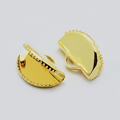 Doré  Ruban de fer embouts à écraser, demi-tour, or, 9x13mm, Trou: 1.5x3mm