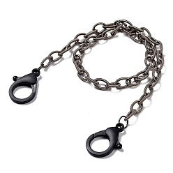 Gray Personalized Nylon Cable Chain Necklaces, Eyeglass Chains, Handbag Chains, with Plastic Lobster Claw Clasps, Gray, 50cm