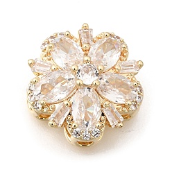 Золотой Цветок латунные микро проложить четкие кубического циркония бусы, стойки покрытие, долговечный, без свинца и без кадмия, золотые, 17x16x9 мм, отверстие : 1.8 мм