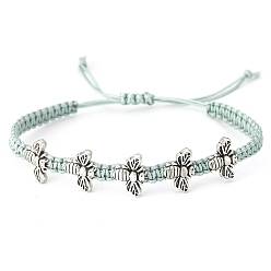 Bees Сплав плетёные браслеты из бисера, античное серебро, Пчелы, 6-1/4~10-1/4 дюйм (16~26 см)