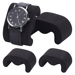 Черный Подушечка для браслета/часов из искусственной замши для демонстрации ювелирных изделий, м форма, чёрные, 7.35x5.05x3.45 см